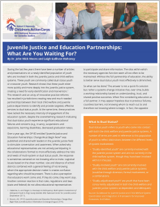 Juvenile Justice and Education Partnerships What Are You Waiting For Cover